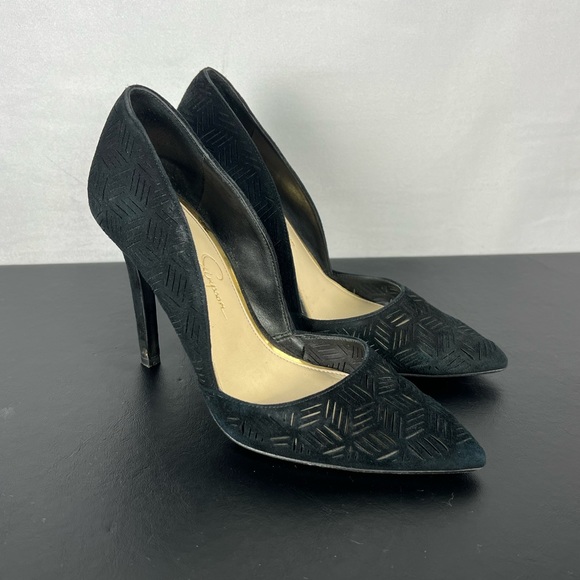 Jessica Simpson Shoes - Jessica Simpson Pattern Black Suede High Heel Size Ladies 7